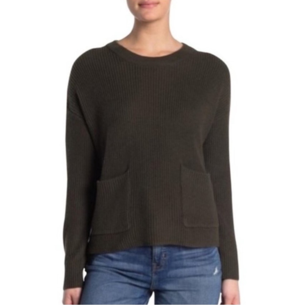 Madewell Olive Green Patch Pocket Pullover Sweater
